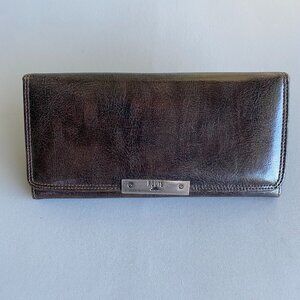Roots Vergan Leather Brown Slim Women's Wallet